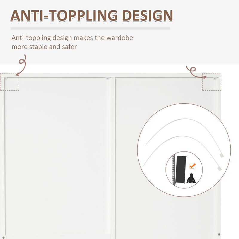 White 2 Door Mirror Wardrobe With Hanging Rail Adjustable Shelf And 3 Drawers 180cm