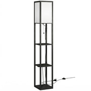 Floor Lamp with Shelves for Extra Storage and Soft Lighting in Small Spaces Black Homcom