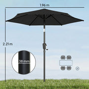 Garden Parasol with Tilting Canopy for Adjustable Shade and UV Protection Black Outsunny