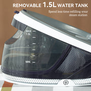 Steam Generator Iron with 8 Bar Pressure and 1.5L Tank for Fast Crease Removal, Blue