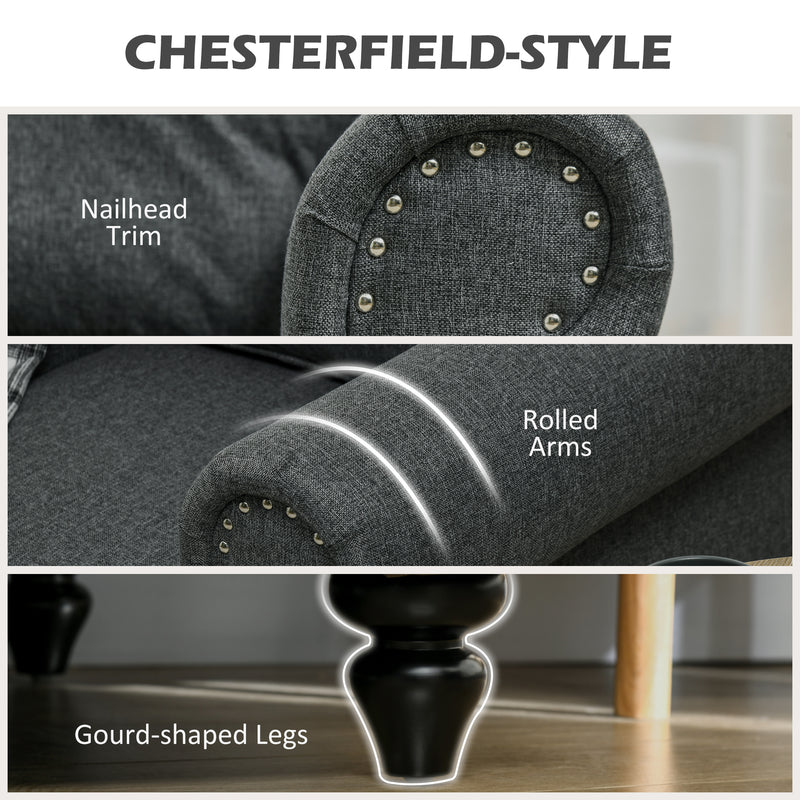 Mid Century Accent Armchair with Pocket Sprung Seat for Living Room Comfort Charcoal Grey