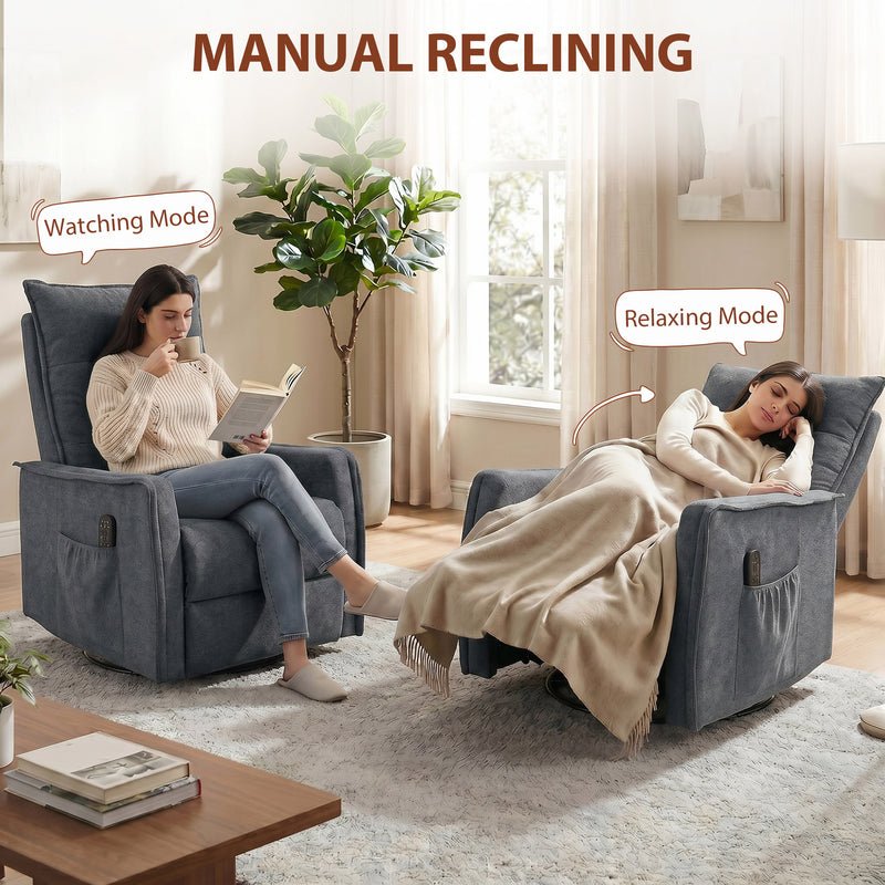 Massage Recliner Chair with Heat and Rocking for Relaxing at Home Dark Grey