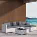 6 Seater Rattan Corner Sofa Set Mixed Grey Outdoor Furniture by Outsunny