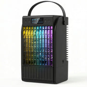 Portable Air Conditioner and Fan with Humidifier and LED Light for Bedrooms or Offices Black AOSOM