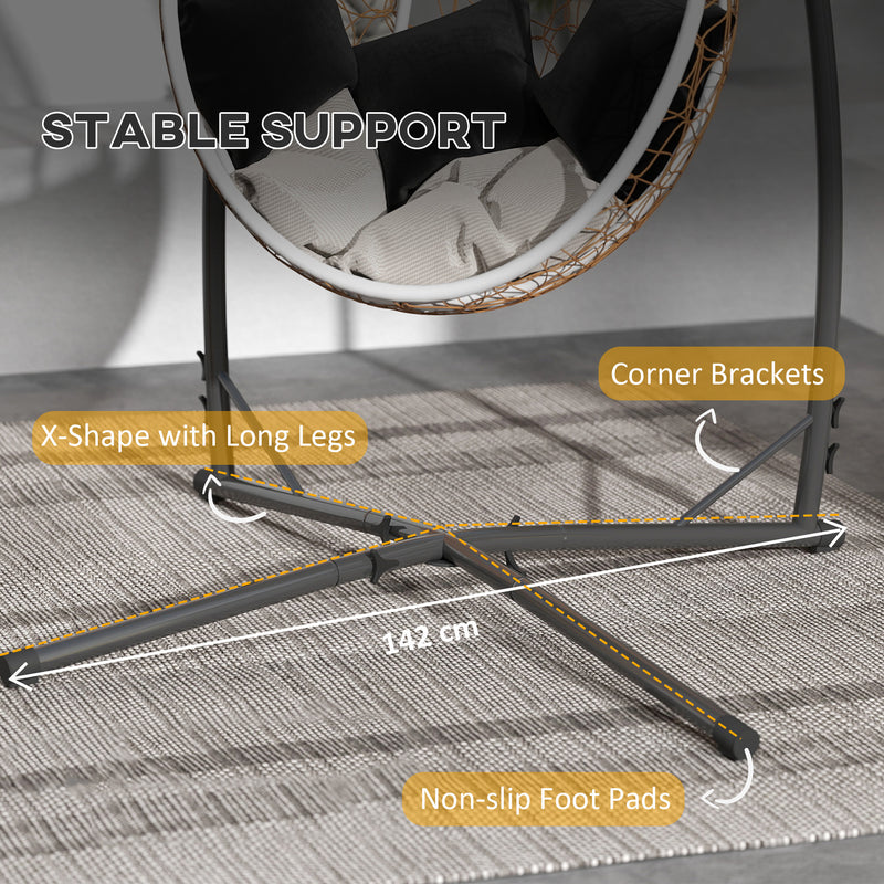 Black Steel Hammock Chair Stand X Shape Base Heavy Duty 150kg Capacity by Outsunny