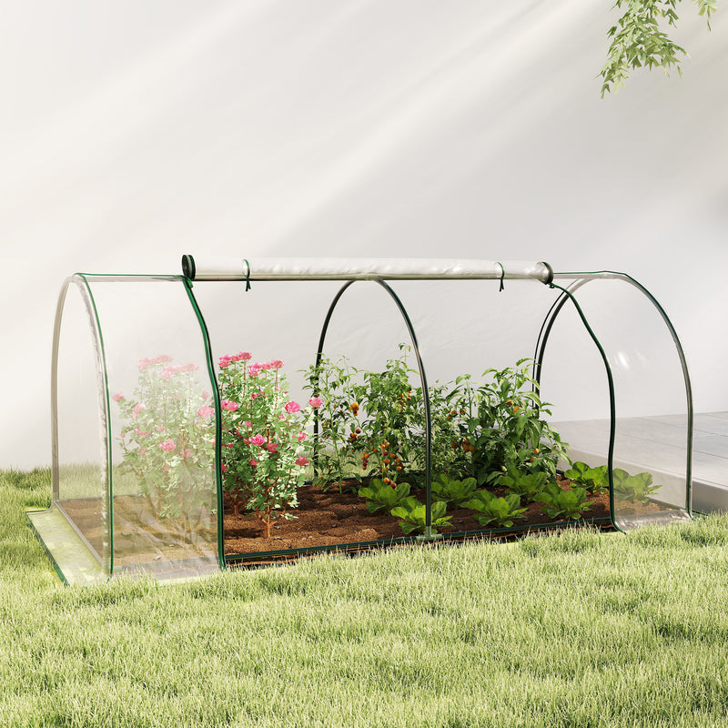 Mini Polytunnel Greenhouse With Zipped Doors For Patio Or Garden Growing Clear