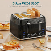 4 Slice Toaster with Dual Controls for Fast Family Breakfasts Black Silver Tone Homcom