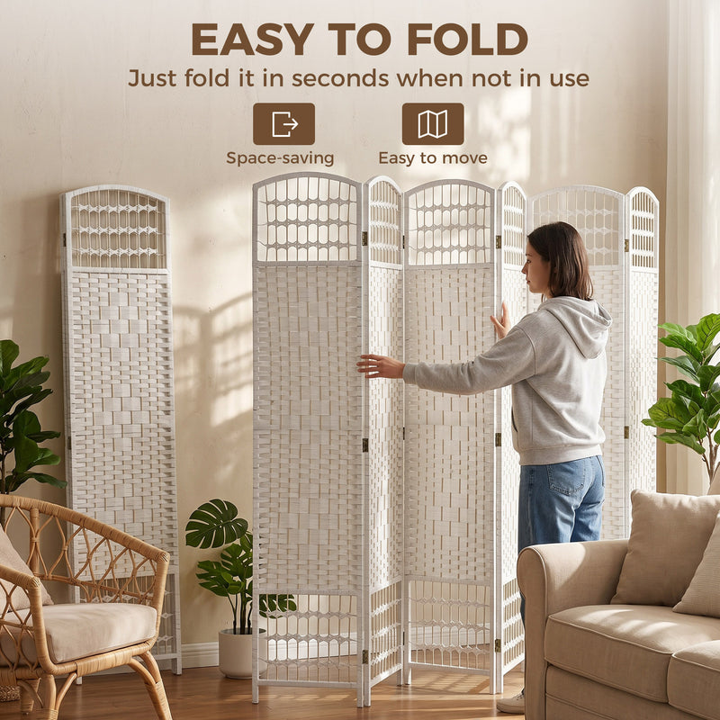 6 Panel Folding Room Divider for Instant Privacy and Flexible Space Separation White