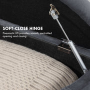 Velvet Feel Half Moon Storage Ottoman Seat With Hidden Compartment, Dark Grey