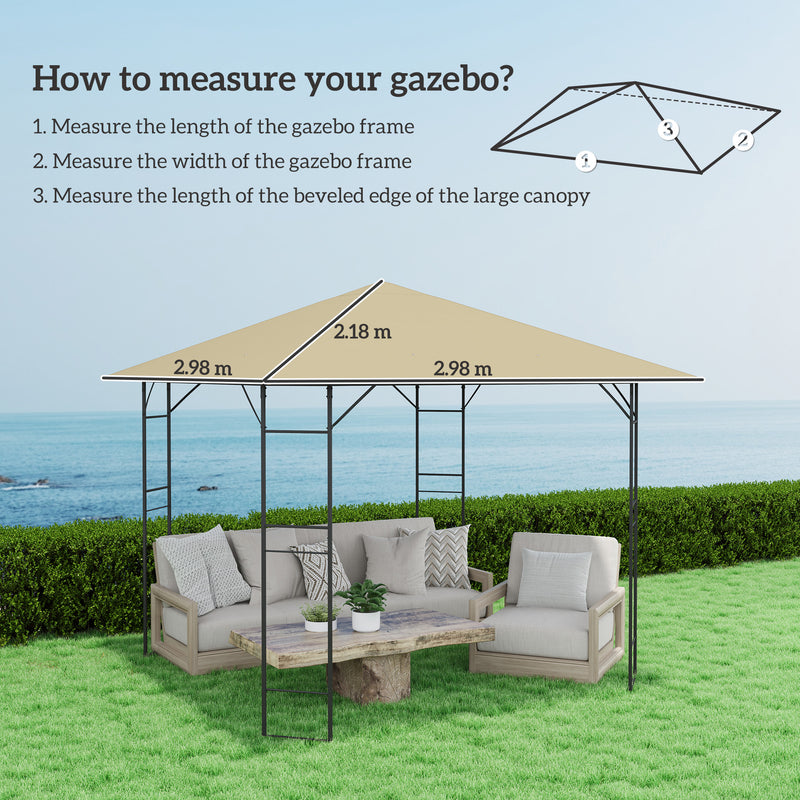 Beige 3m x 3m Gazebo Canopy Replacement Cover Water Resistant with UPF30+ by Outsunny