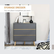 3 Drawer Chest of Drawers with Spacious Storage for Bedroom or Lounge 80cm Dark Grey