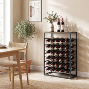 Wine Rack for 30 Bottles with Compact Storage and Secure Wave Slots Rustic Brown Black Homcom