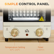 15L Electric Mini Oven with Grill and Adjustable Timer Ideal for Small Kitchens Cream White