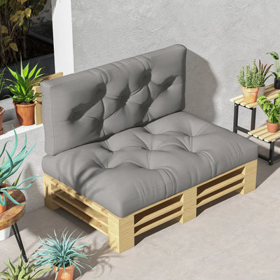 Light Grey Padded Pallet Cushion Set for Garden Seating Comfort and Outdoor Use