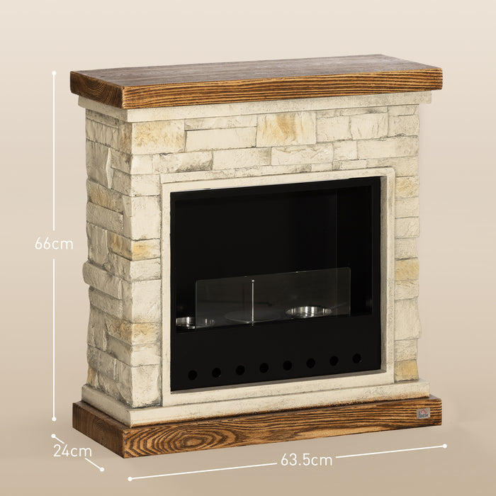 Bioethanol Fireplace Heater with Brickwork Effect Mantelpiece Brown by HOMCOM