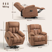 Electric Power Lift Recliner Chair with Massage and Footrest for Elderly Comfort Brown