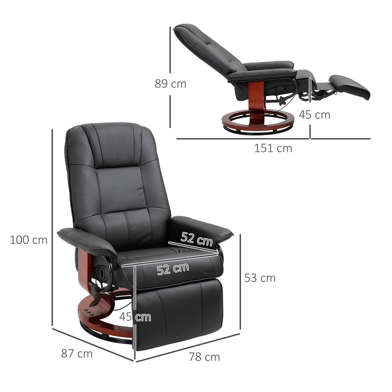 Reclining Swivel Lounge Chair With Padded Footrest For Home Office Comfort Black