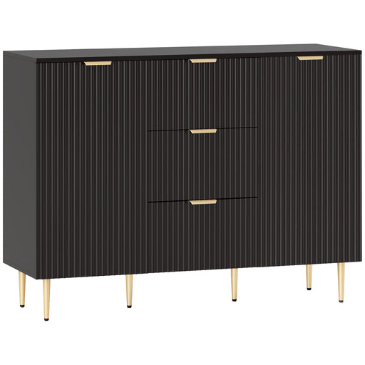 2 Door Sideboard with 3 Drawers and Adjustable Storage Shelves for Home Organisation Black