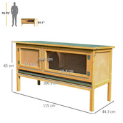 Outdoor Rabbit Hutch With Openable Roof Ideal for Guinea Pigs and Small Pets Grey