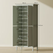 Tall Kitchen Pantry Cupboard with Motion Sensor LED Light for Storage Organisation Green