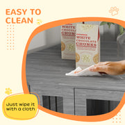 2 in 1 Wooden Dog Crate and Side Table with Soft Cushion for Indoor Use Grey