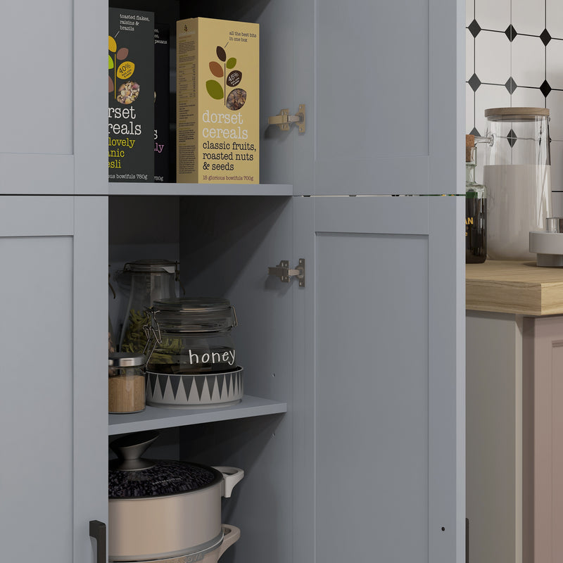 Grey Freestanding Kitchen Storage Cupboard, 4 Doors with Adjustable Shelves by HOMCOM