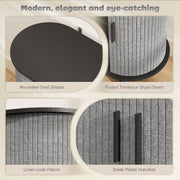 Modern Sideboard with Fluted Sliding Doors and Storage Shelves for Kitchen or Dining, Grey