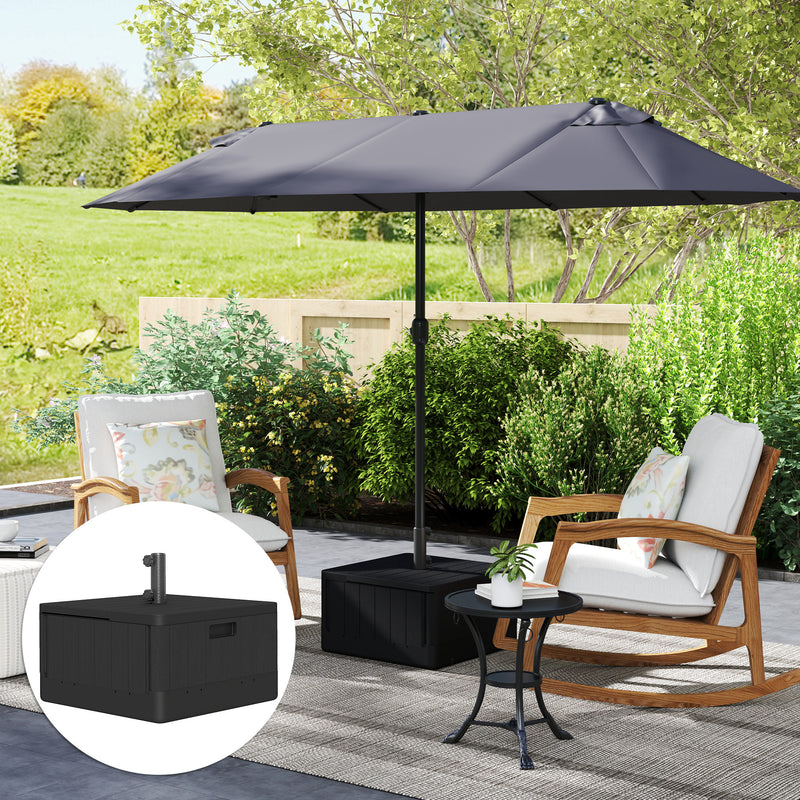 Black Garden Parasol Base with Wheels and Handles Holds Up to 80kg by Outsunny