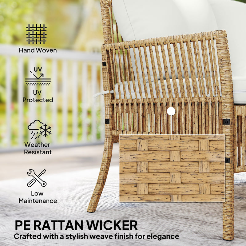 Rattan Garden Furniture Set for Relaxing and Socialising Outdoors with Cushions Cream White