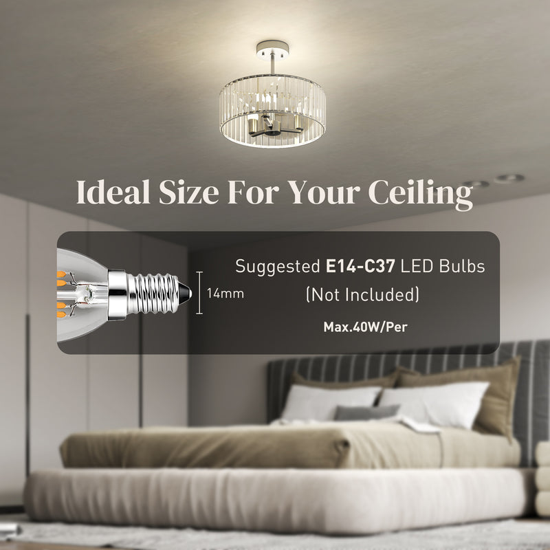 Crystal Ceiling Light for Sparkling Living Room or Hallway Illumination Silver Tone Homcom