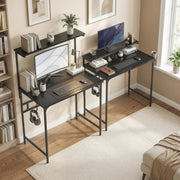 Computer Desk with Shelves and Cup Holder for Small Spaces Black AOSOM