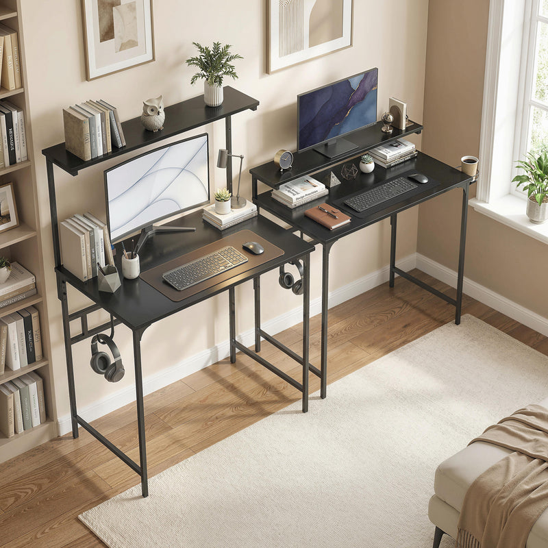 Computer Desk with Shelves and Cup Holder for Small Spaces Black AOSOM