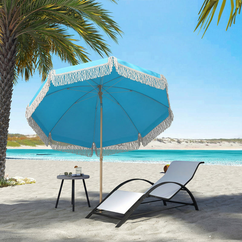 Tilting Beach Parasol with Sand Screw Base for Shade at Beach or Garden