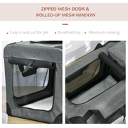 Folding Pet Carrier Bag with Mesh Panels for Travel and Outdoor Use, Grey