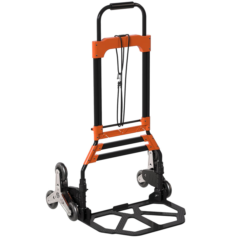 Stair Climbing Folding Trolley for Easy Shopping and Box Transport Black Orange