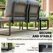 Outdoor Modular Sofa Dining Set for 8 with Cushions and Dining Table Grey and Wood Effect Outsunny