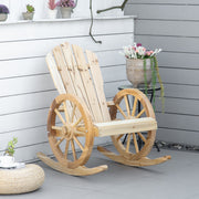 Natural Wooden Adirondack Rocking Chair Reclining Garden Armchair by Outsunny
