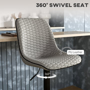 Set of Two Grey Faux Leather Bar Stools with Adjustable Height by HOMCOM