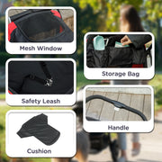 Easy Folding Pet Stroller for Large Dogs With Shock Absorb Frame and Safety Leashes by PawHut AOSOM