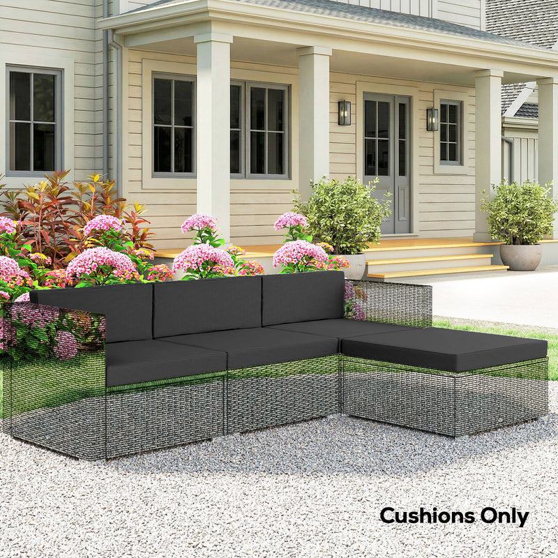 Garden Loveseat Cushion Set Seven Piece Water Repellent UPF50 Plus Easy Clean Black