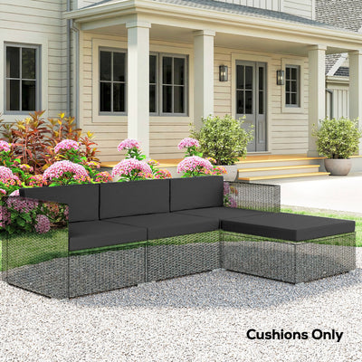 Garden Loveseat Cushion Set Seven Piece Water Repellent UPF50 Plus Easy Clean Black Outsunny