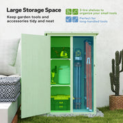 Small Wooden Garden Storage Shed with Shelves and Bolt Latch 75L x 56W x 115H cm Green by Outsunny