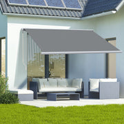 Grey 4x3m Retractable Electric Manual Awning With LED Lights And Remote For Patio