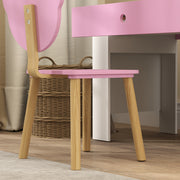 Kids Desk and Chair Set with Storage Drawer for Study and Play Pink White AOSOM