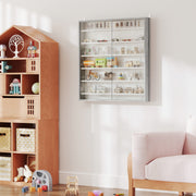 Graphite Wood Effect Display Cabinet with Glass Doors and Six Shelves