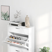 White Shoe Storage Cabinet with 3 Flip Drawers and Adjustable Shelves by HOMCOM