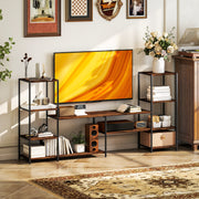 Industrial TV Stand for TVs up to 55 Inches with Storage Shelves for Living Room Use