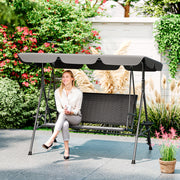 Grey 3 Seater Garden Swing Chair with Adjustable Canopy and Rattan Seat by Outsunny