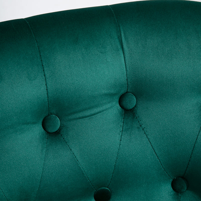 Set of 2 Velvet Wingback Accent Chairs with Button Tufting for Lounge or Bedroom, Dark Green