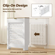Radiator Cover with Storage Drawer Modern Slatted Design for Living Room White